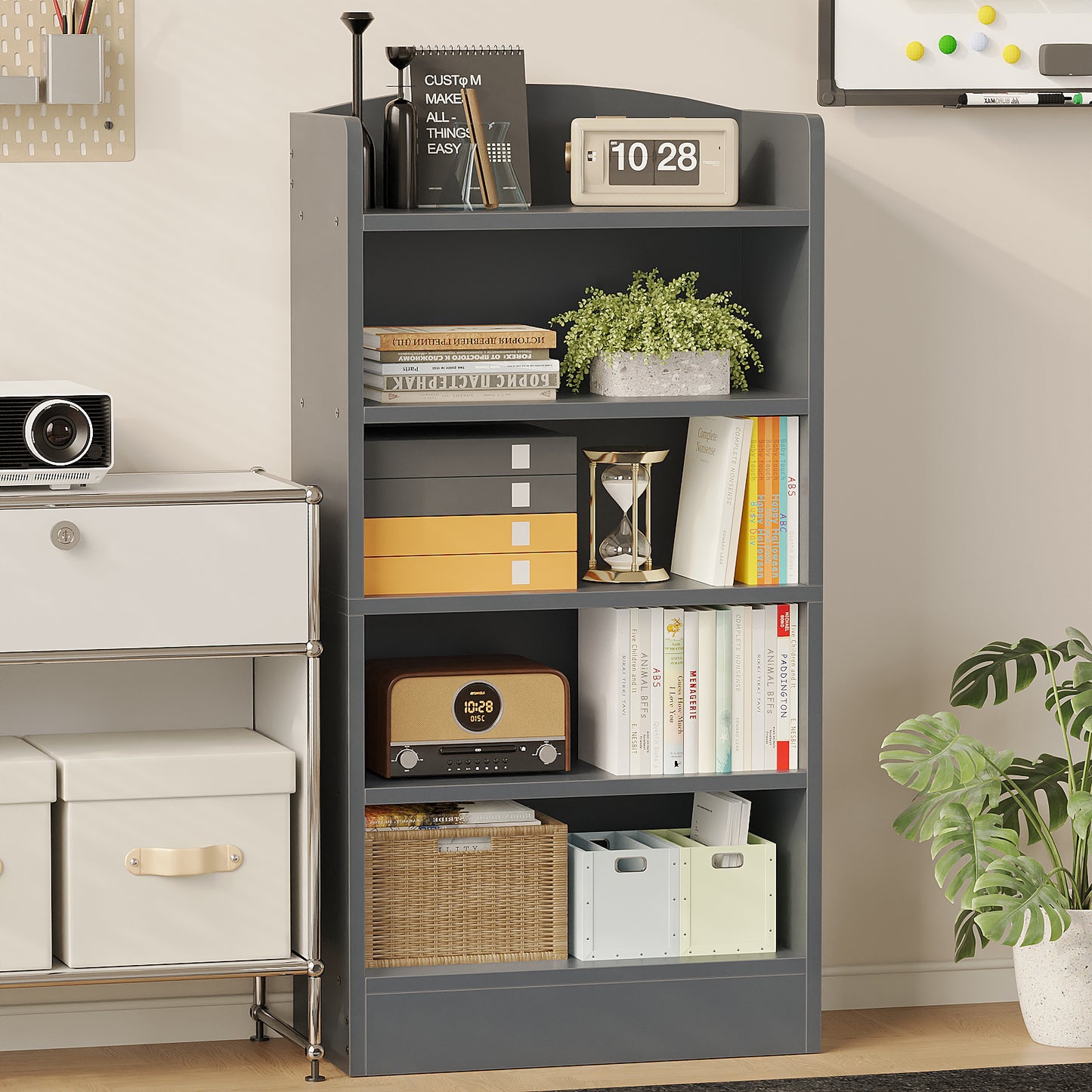 YQ JENMW 5-Tier Bookshelf,Storage Organizer Bookcase with Open Shelf,For Living Room,Bedroom,Home Office