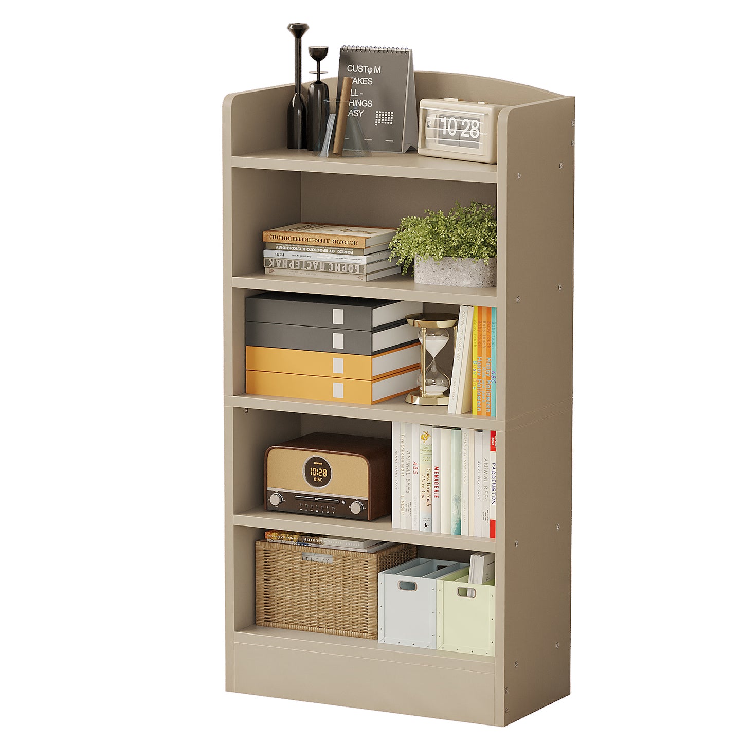 YQ JENMW 5-Tier Bookshelf,Storage Organizer Bookcase with Open Shelf,For Living Room,Bedroom,Home Office