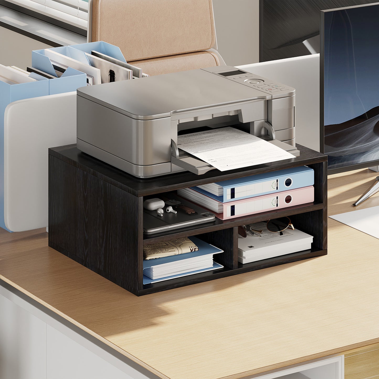 YQ JENMW 2-Tier Desktop Storage Organizer,Stackable Cabinet Organizer for Home Office,Bedroom,Study