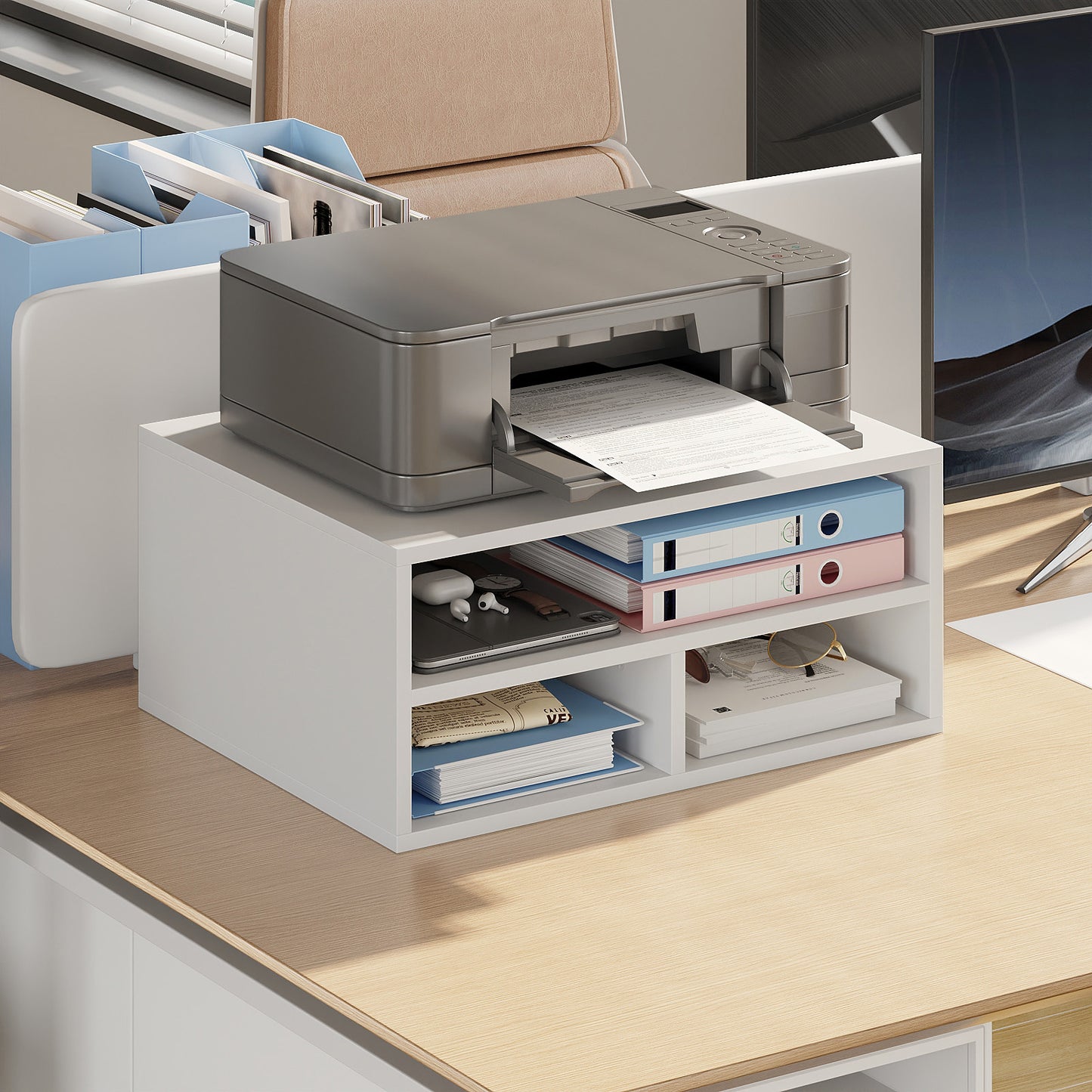 YQ JENMW 2-Tier Desktop Storage Organizer,Stackable Cabinet Organizer for Home Office,Bedroom,Study
