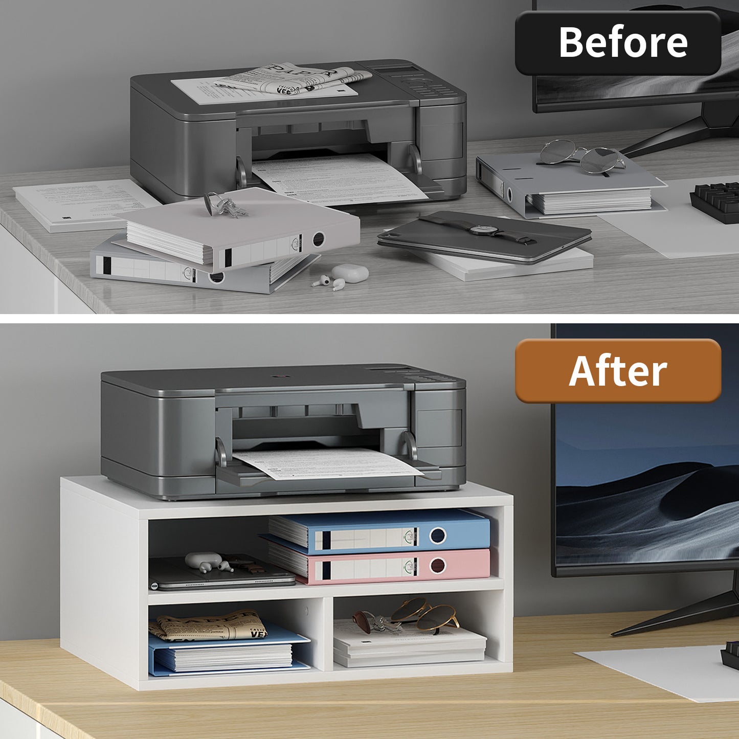 YQ JENMW 2-Tier Desktop Storage Organizer,Stackable Cabinet Organizer for Home Office,Bedroom,Study