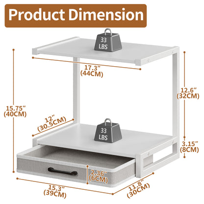 YQ JENMW 3-Tier Desktop Storage Shelf with Drawer,Compact Multi-Functional Organizer for Home Office Bedroom