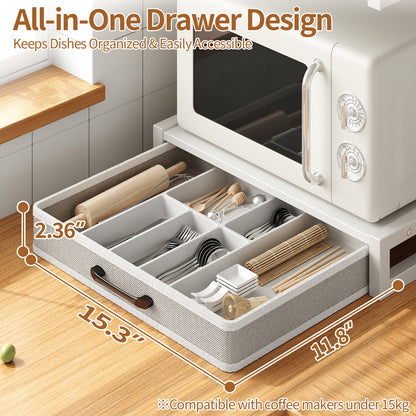YQ JENMW 3-Tier Desktop Storage Shelf with Drawer,Compact Multi-Functional Organizer for Home Office Bedroom