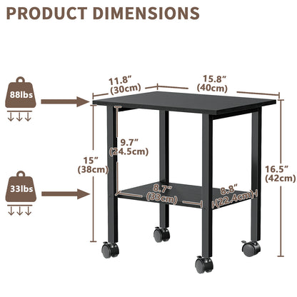 YQ JENMW 2-Tier Storage Cart,Mobile Utility Side Table Organizer for Home Office,Living Room