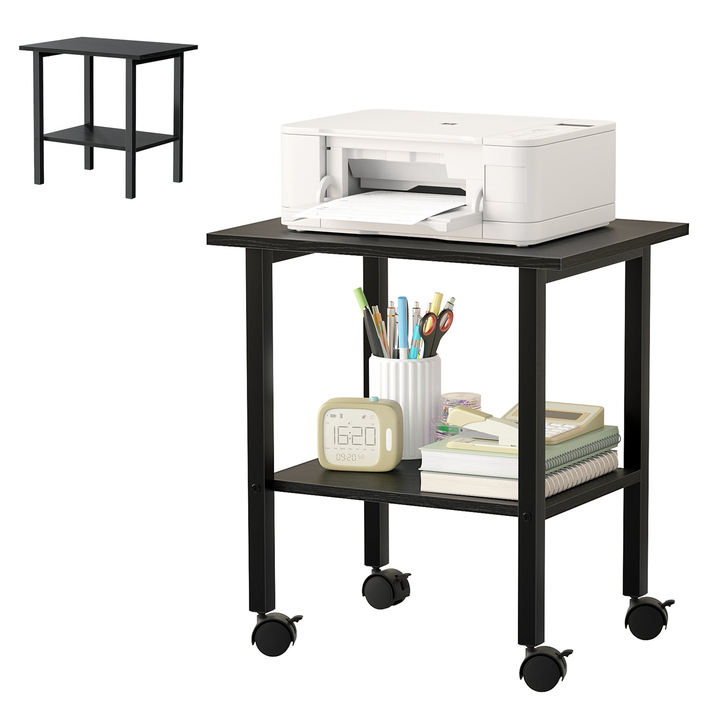 YQ JENMW 2-Tier Storage Cart,Mobile Utility Side Table Organizer for Home Office,Living Room