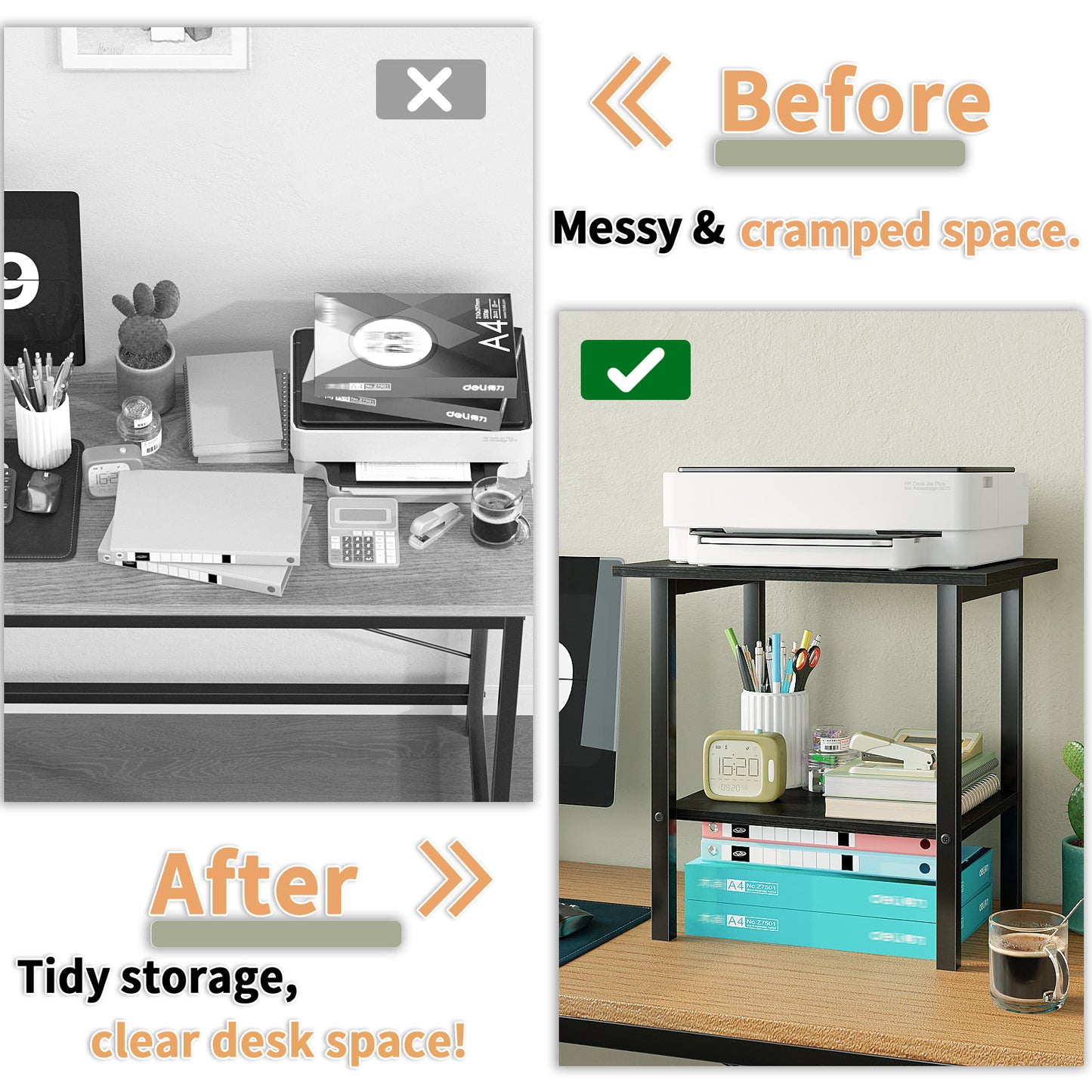 YQ JENMW 2-Tier Storage Cart,Mobile Utility Side Table Organizer for Home Office,Living Room