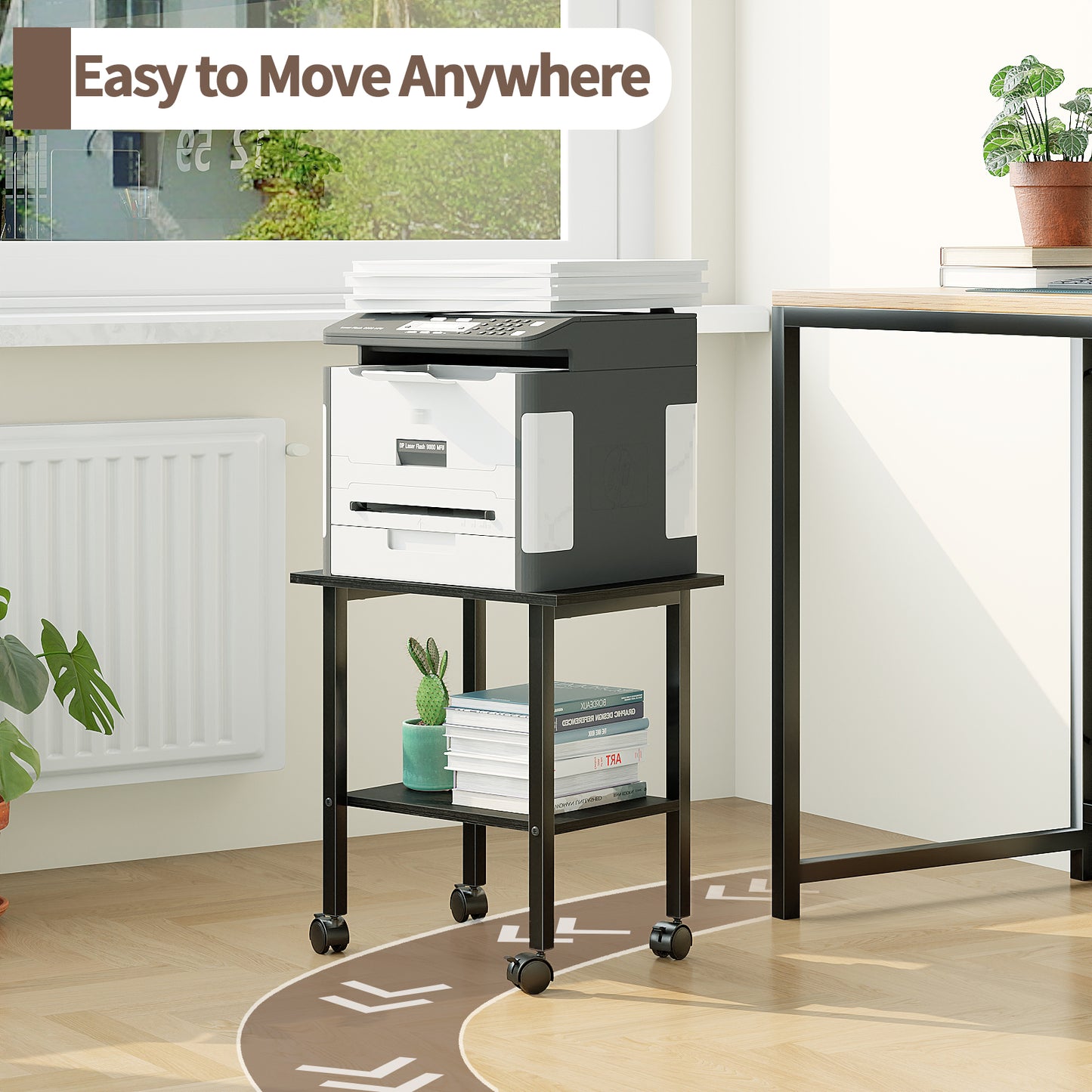 YQ JENMW 2-Tier Storage Cart,Mobile Utility Side Table Organizer for Home Office,Living Room