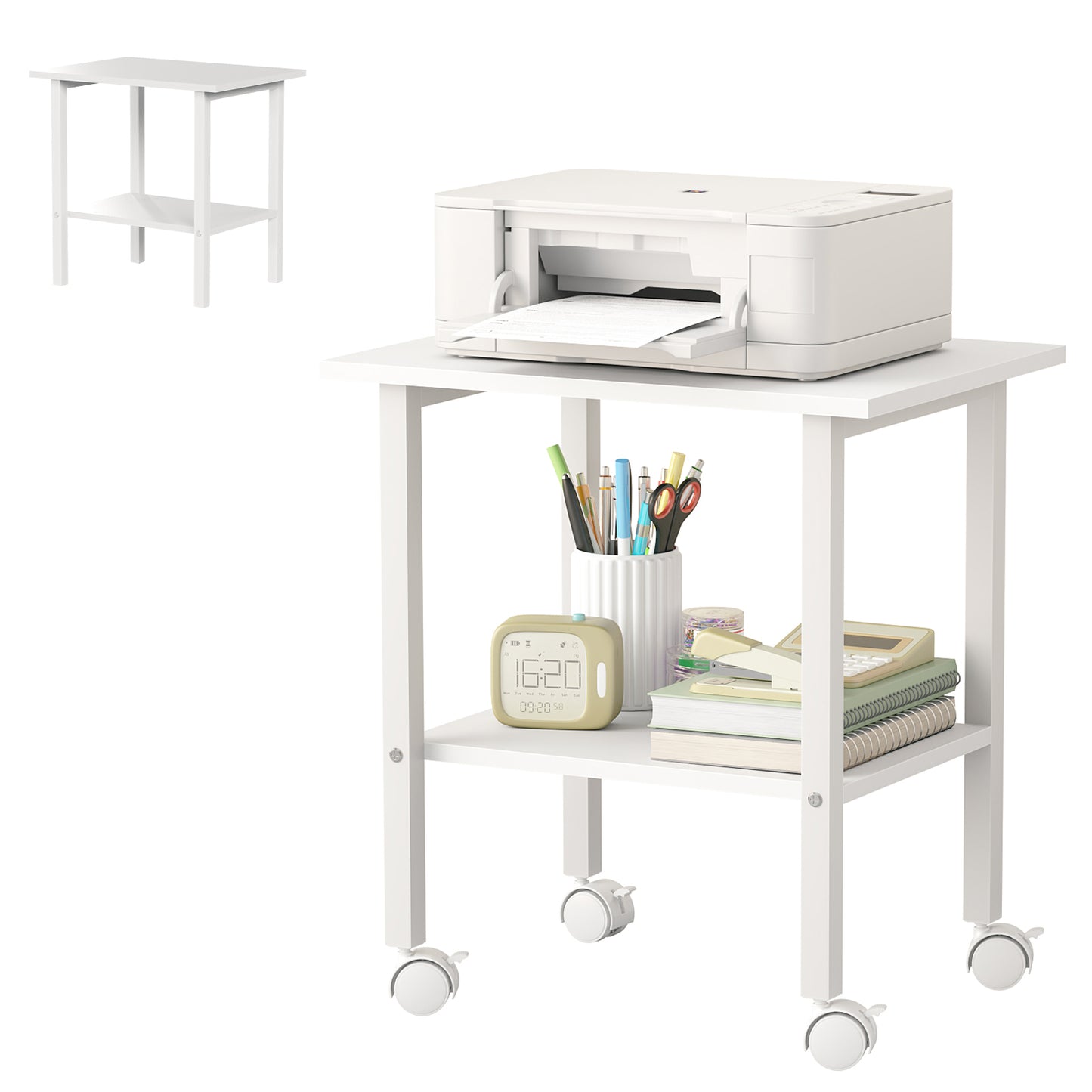 YQ JENMW 2-Tier Storage Cart,Mobile Utility Side Table Organizer for Home Office,Living Room