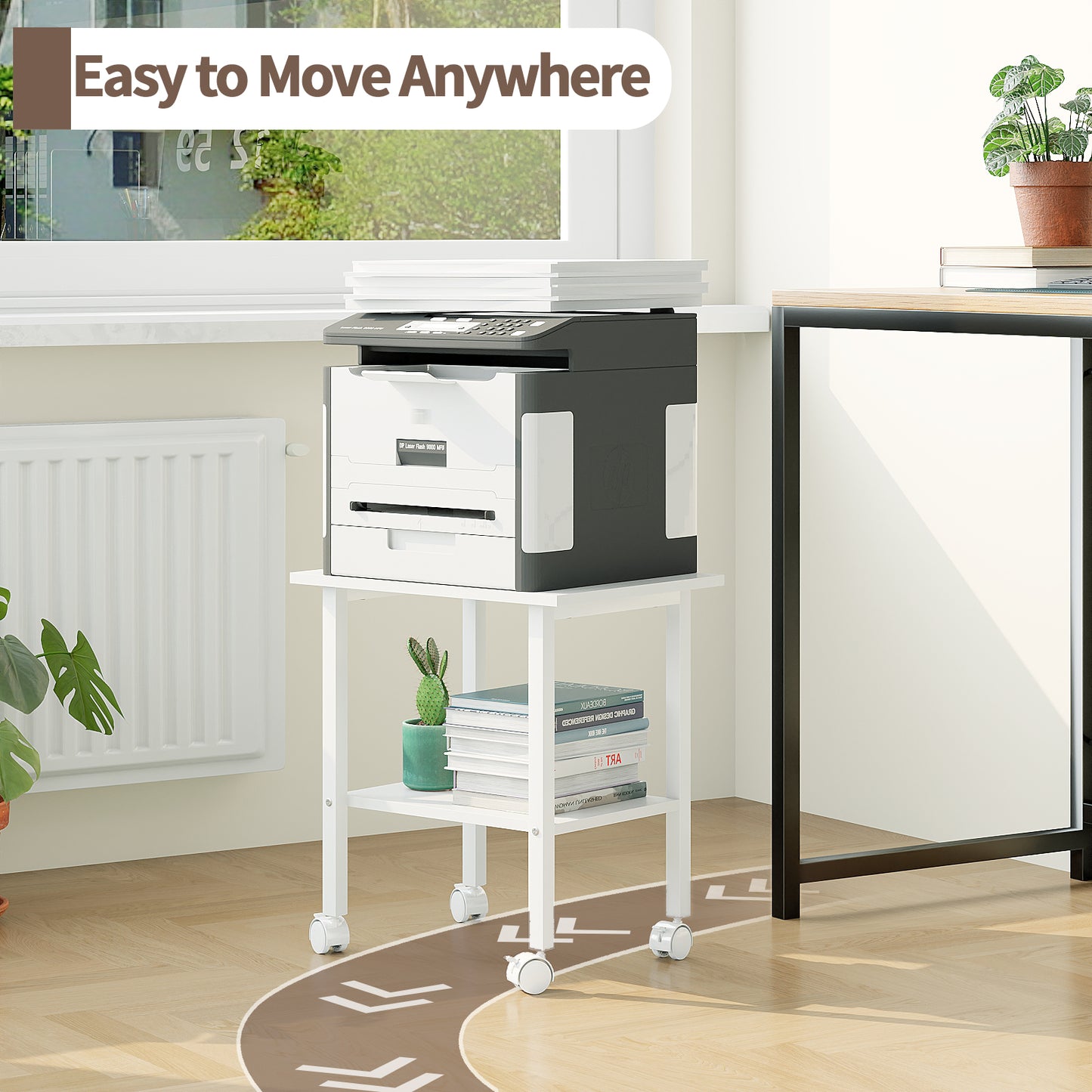 YQ JENMW 2-Tier Storage Cart,Mobile Utility Side Table Organizer for Home Office,Living Room
