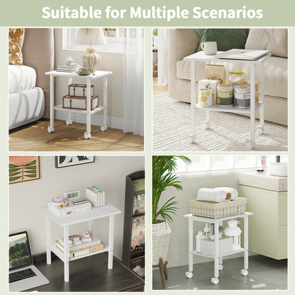 YQ JENMW 2-Tier Storage Cart,Mobile Utility Side Table Organizer for Home Office,Living Room
