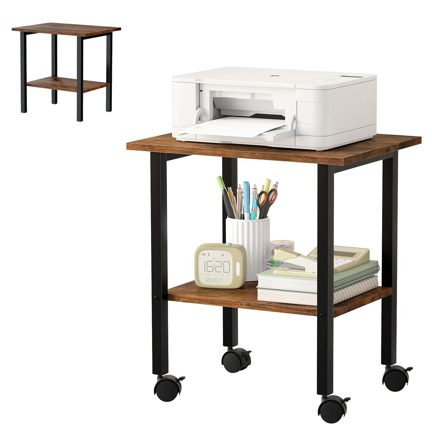 YQ JENMW 2-Tier Storage Cart,Mobile Utility Side Table Organizer for Home Office,Living Room