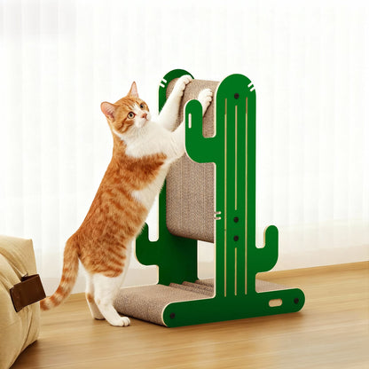 YQ JENMW Cactus Cat Scratcher, Vertical Corrugated Cardboard Cat Scratching Post, Durable Cat Scratcher Tree with Wide Base for Kittens & Adult Cats