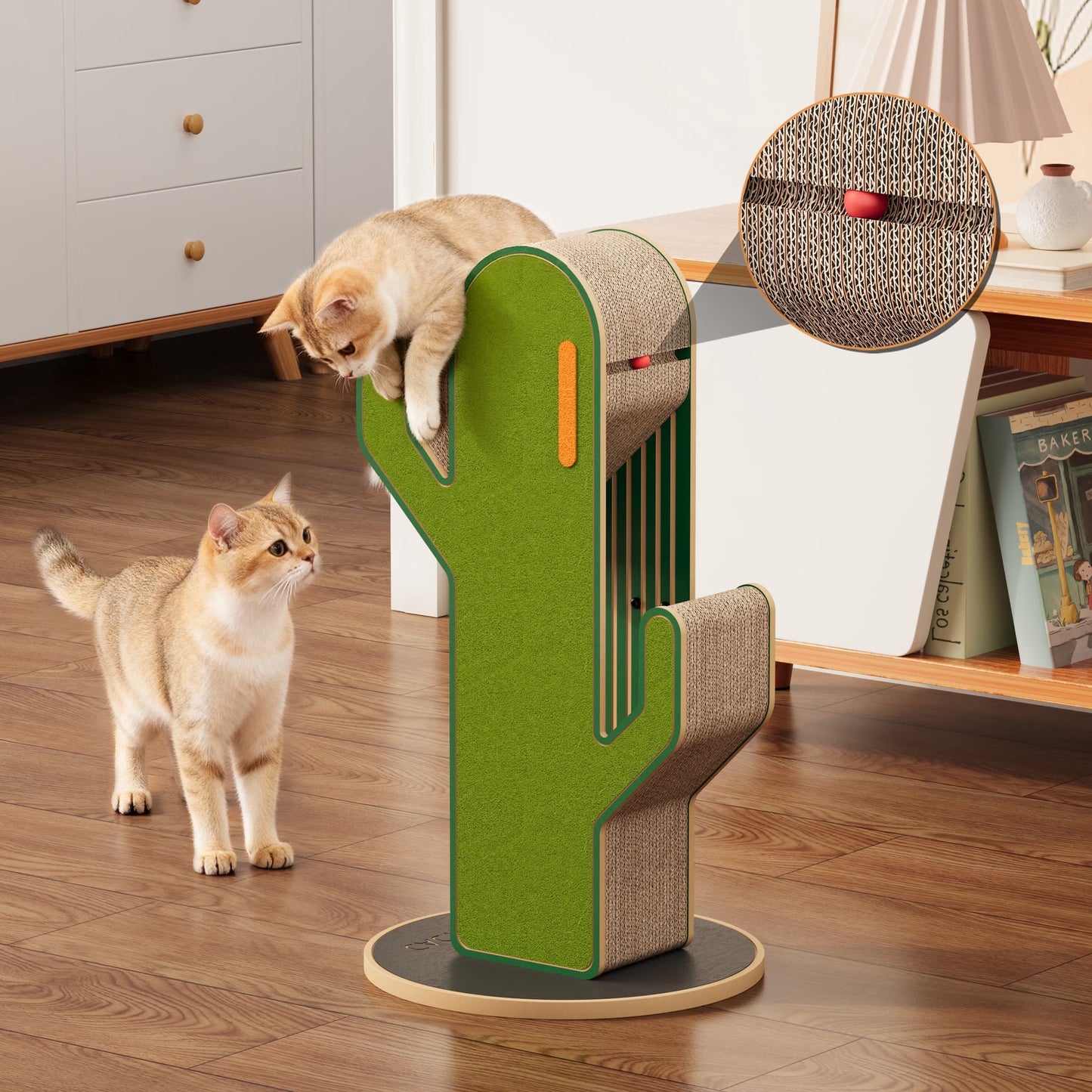 YQ JENMW Cactus Cat Scratcher Tree, Vertical Corrugated Cardboard Cat Scratching Post, Durable Cat Furniture for Kittens & Adult Cats