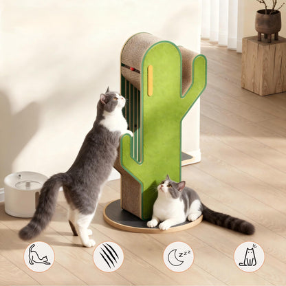 YQ JENMW Cactus Cat Scratcher Tree, Vertical Corrugated Cardboard Cat Scratching Post, Durable Cat Furniture for Kittens & Adult Cats