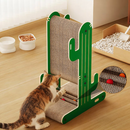 YQ JENMW Cactus Cat Scratcher, Vertical Corrugated Cardboard Cat Scratching Post, Durable Cat Scratcher Tree with Wide Base for Kittens & Adult Cats
