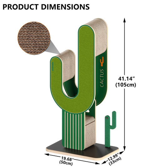 YQ JENMW Cactus Cat Tree, Multi-Level Cat Scratching Post, Tall Corrugated Cardboard Cat Scratcher Tower with Stable Base for Kittens & Adult Cats