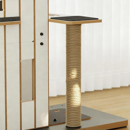 YQ JENMW Modern Multi-Level Cat Tree with Scratching Post,Cozy Condo & Top Perch,Sturdy Activity Center for Indoor Cats