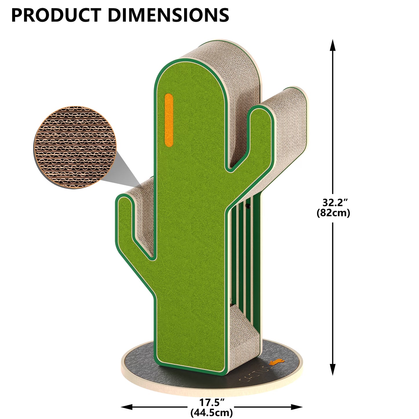 VERDURAE Cactus Cat Tree, Multi-Level Cat Scratching Post, Tall Corrugated Cardboard Cat Scratcher Tower with Stable Base for Kittens & Adult Cats