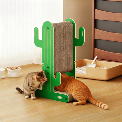 YQ JENMW Cactus Cat Scratcher, Vertical Corrugated Cardboard Cat Scratching Post, Durable Cat Scratcher Tree with Wide Base for Kittens & Adult Cats