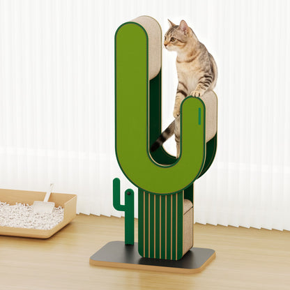 YQ JENMW Cactus Cat Tree, Multi-Level Cat Scratching Post, Tall Corrugated Cardboard Cat Scratcher Tower with Stable Base for Kittens & Adult Cats