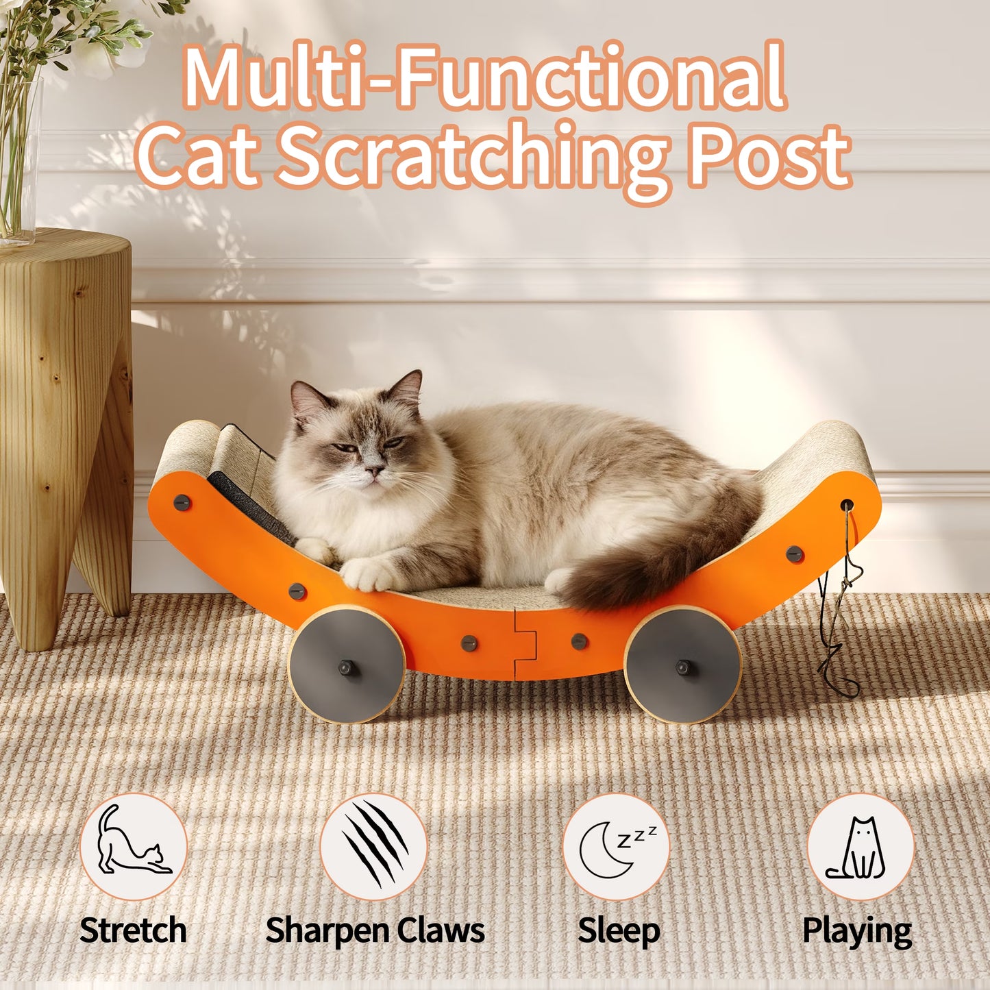 YQ JENMW Cat Roadster Scratching Board, Corrugated Cardboard Cat Scratcher, Durable Cat Scratcher Lounge Furniture for Kittens & Adult Cats
