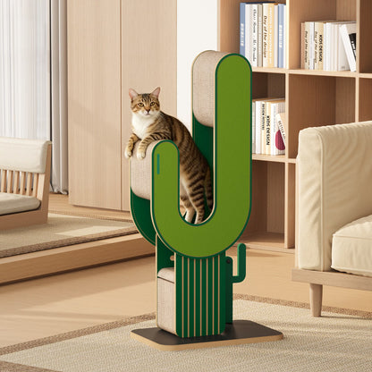 YQ JENMW Cactus Cat Tree, Multi-Level Cat Scratching Post, Tall Corrugated Cardboard Cat Scratcher Tower with Stable Base for Kittens & Adult Cats