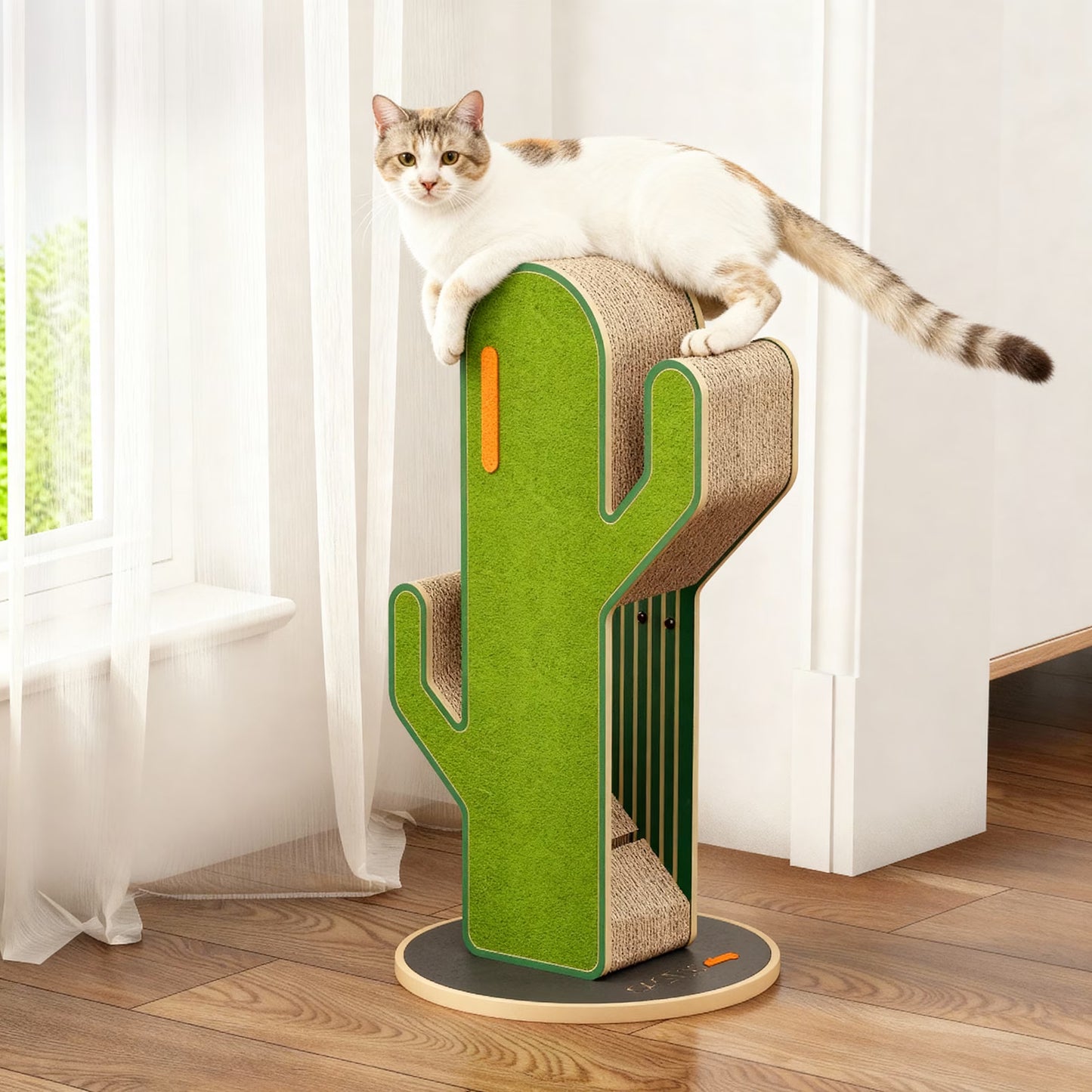 YQ JENMW Cactus Cat Scratcher Tree, Vertical Corrugated Cardboard Cat Scratching Post, Durable Cat Furniture for Kittens & Adult Cats