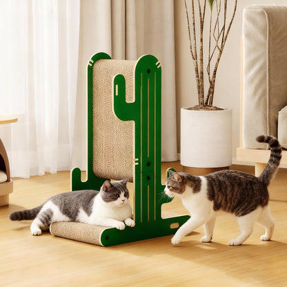 YQ JENMW Cactus Cat Scratcher, Vertical Corrugated Cardboard Cat Scratching Post, Durable Cat Scratcher Tree with Wide Base for Kittens & Adult Cats