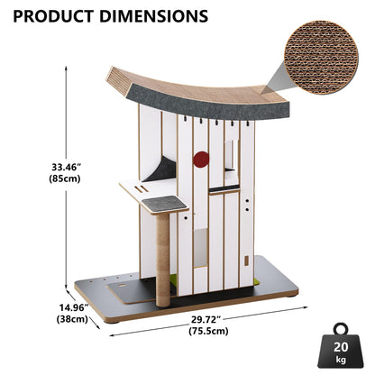 VERDURAE Cactus Cat Tree, Multi-Level Cat Scratching Post, Tall Corrugated Cardboard Cat Scratcher Tower with Stable Base for Kittens & Adult Cats