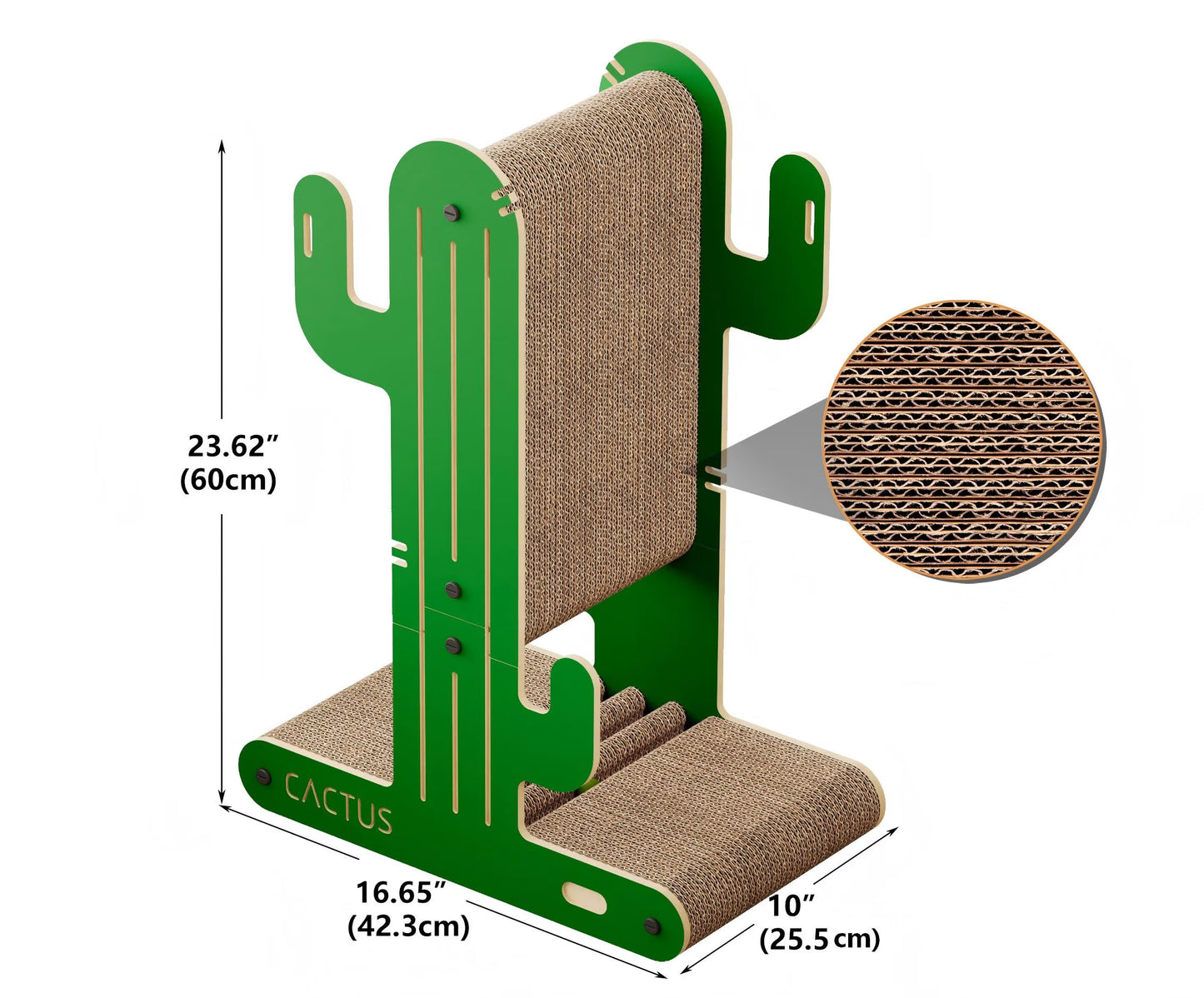 VERDURAE Cactus Cat Tree, Multi-Level Cat Scratching Post, Tall Corrugated Cardboard Cat Scratcher Tower with Stable Base for Kittens & Adult Cats