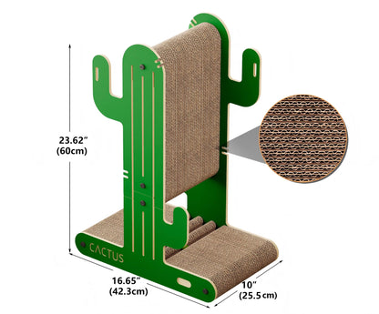 VERDURAE Cactus Cat Tree, Multi-Level Cat Scratching Post, Tall Corrugated Cardboard Cat Scratcher Tower with Stable Base for Kittens & Adult Cats