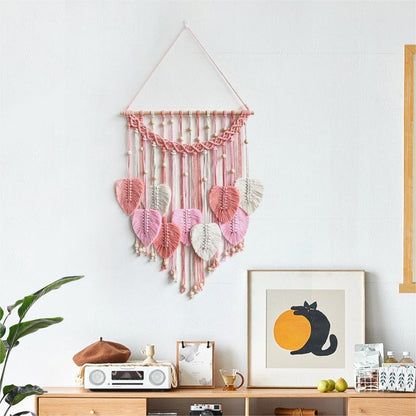 Macrame Wall Hanging - Handwoven Leaf Tapestry