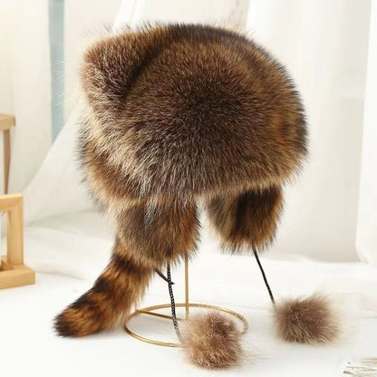 Cute Faux fur Raccoon Tail Plush Hat