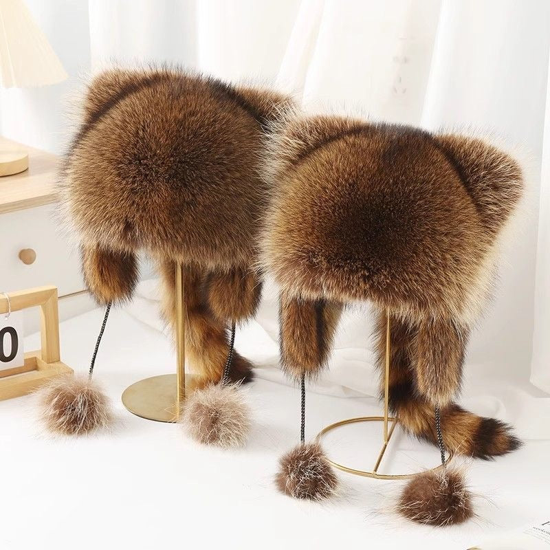 Cute Faux fur Raccoon Tail Plush Hat