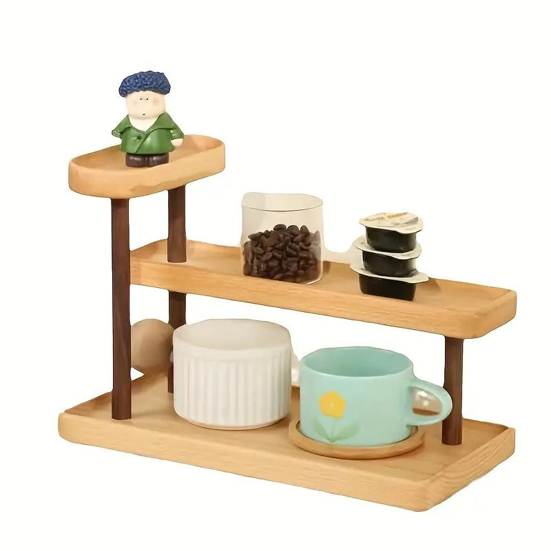 Multi-Layer Wooden Storage Rack, Desktop Ornaments