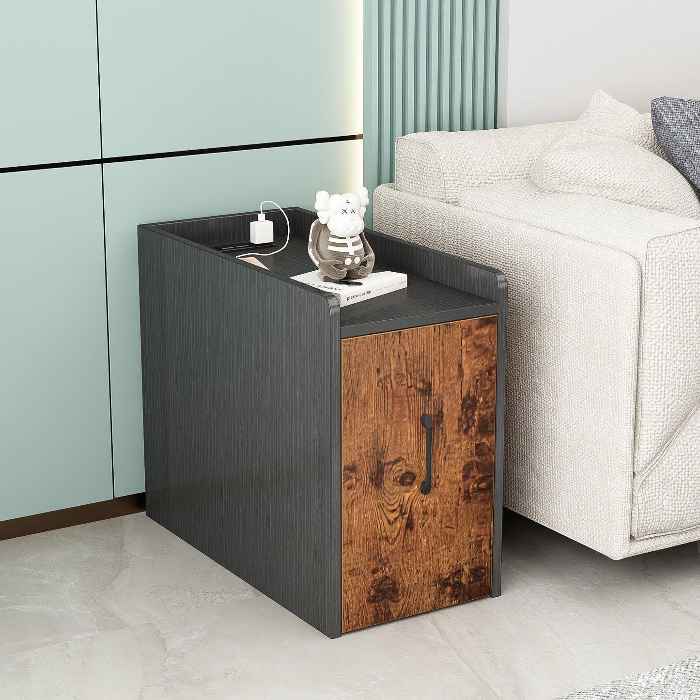 End Table with USB Ports and Power Outlets and 2 Drawers