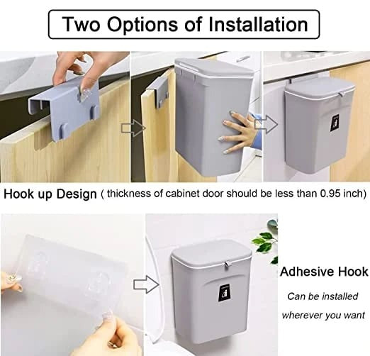 9L Kitchen Slide/Wall Mount/Portable Trash Can