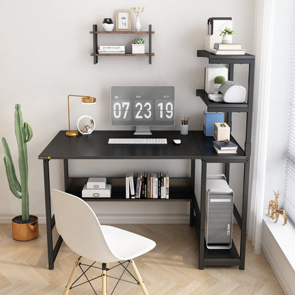 Modern Large Office Desk with Bookshelf and Tower Shelf