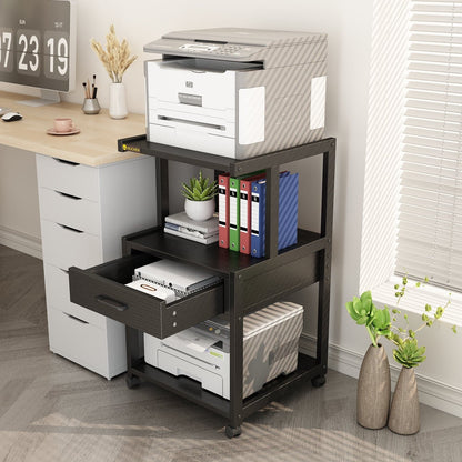 Mobile Printer Stand Filing Cabinet with Storage Shelves