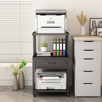 Mobile Printer Stand Filing Cabinet with Storage Shelves