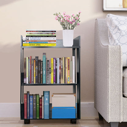 3-Tier Open Wood Shelving Unit Mobile Storage